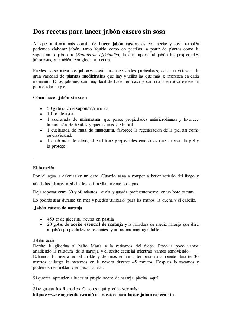 Ingredientes para hacer jabon casero facil